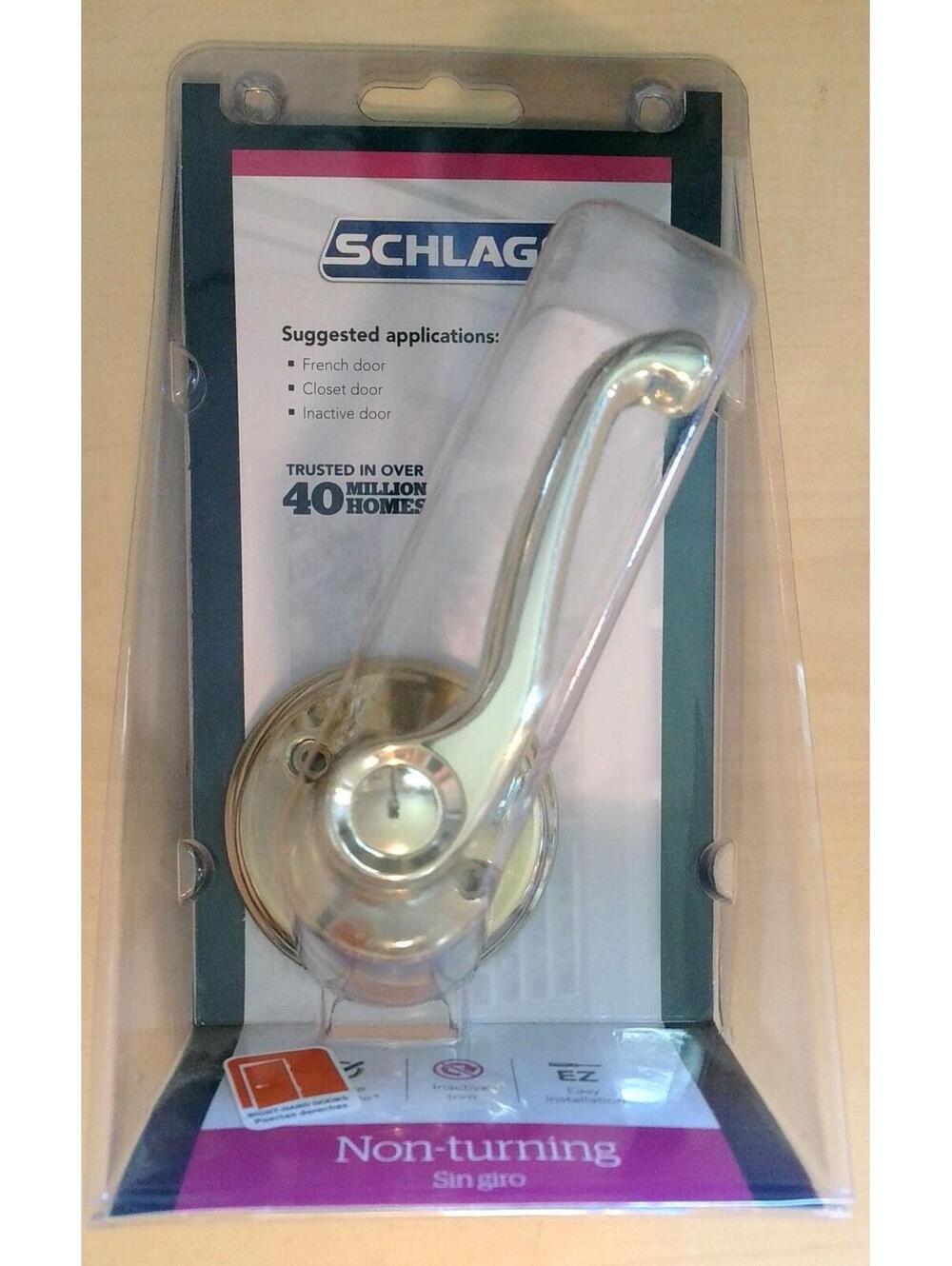 Schlage Flair Lever Non-Turning Bright Brass Dummy Door Handle F170 V FLA 605